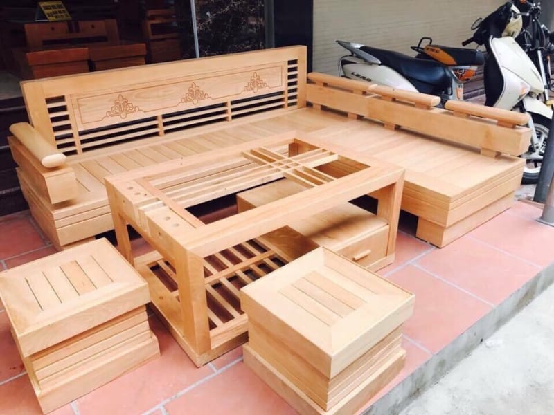 BÀN GHẾ PHÒNG KHÁCH GỖ SỒI 02
